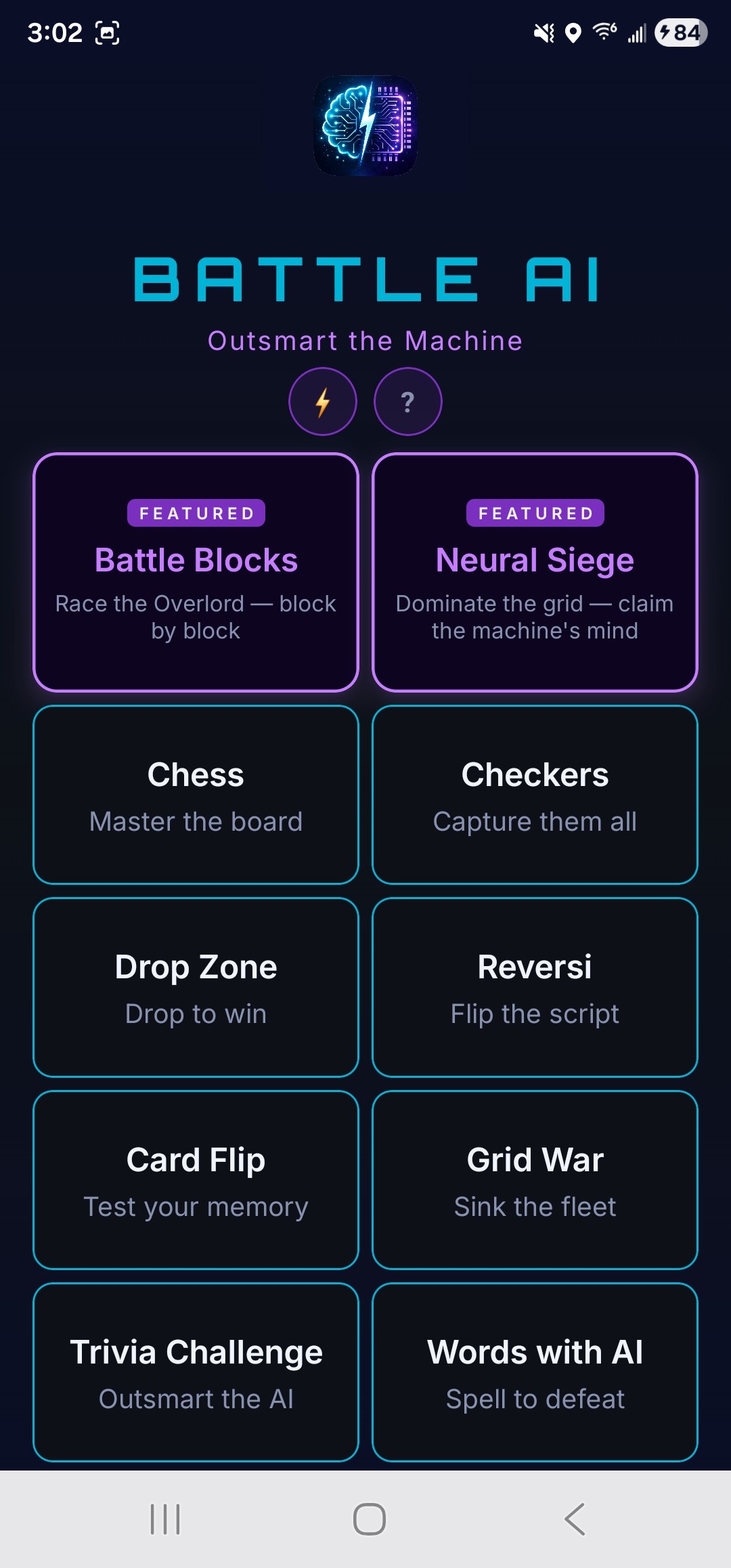 Battle AI Home Screen